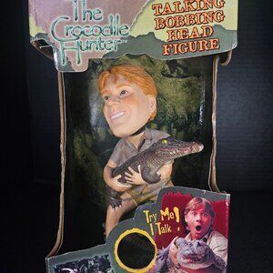New W/Box The Crocodile Hunter Steve Irwin 2000 Talking Bobblehead Doll Sound